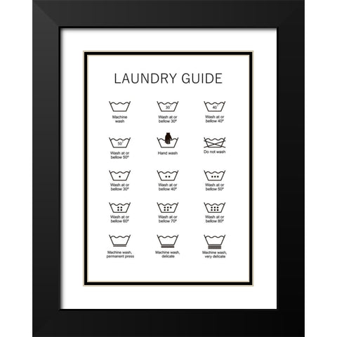 Laundry Guide Black Modern Wood Framed Art Print with Double Matting by Mi, Suki