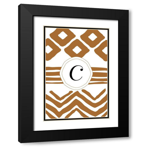 Initials Pattern C Black Modern Wood Framed Art Print with Double Matting by Art Licensing Studio