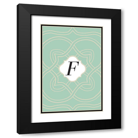 Initials Pattern F Black Modern Wood Framed Art Print with Double Matting by Art Licensing Studio