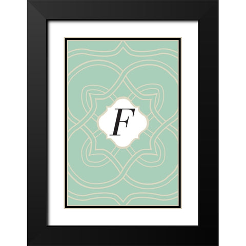 Initials Pattern F Black Modern Wood Framed Art Print with Double Matting by Art Licensing Studio