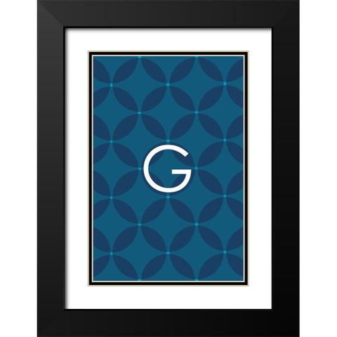 Initials Pattern G Black Modern Wood Framed Art Print with Double Matting by Art Licensing Studio