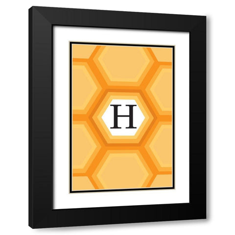 Initials Pattern H Black Modern Wood Framed Art Print with Double Matting by Art Licensing Studio