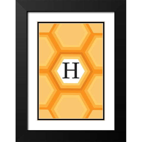 Initials Pattern H Black Modern Wood Framed Art Print with Double Matting by Art Licensing Studio