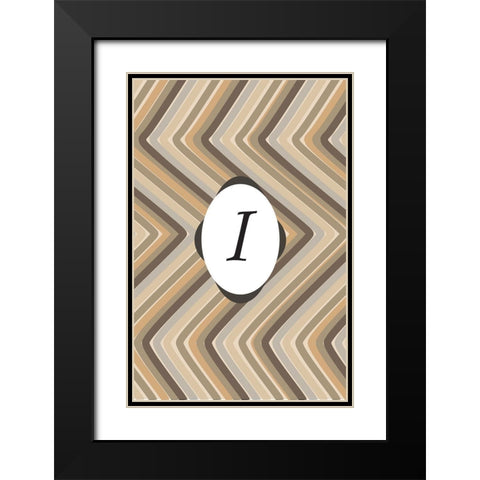 Initials Pattern I Black Modern Wood Framed Art Print with Double Matting by Art Licensing Studio