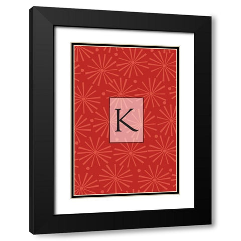 Initials Pattern K Black Modern Wood Framed Art Print with Double Matting by Art Licensing Studio