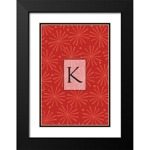 Initials Pattern K Black Modern Wood Framed Art Print with Double Matting by Art Licensing Studio