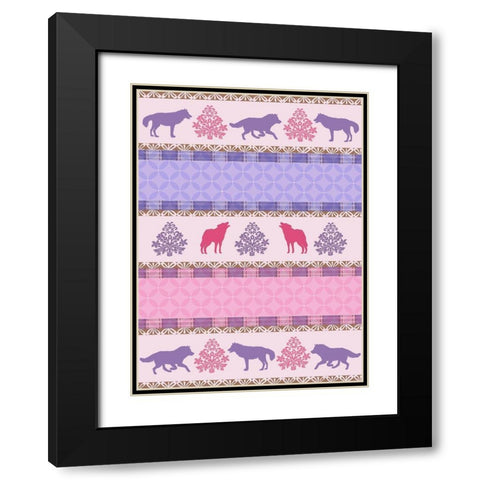 Roving Wolf Pattern Black Modern Wood Framed Art Print with Double Matting by Art Licensing Studio