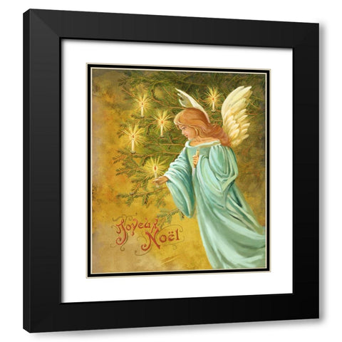 Candle Lighting Angel Black Modern Wood Framed Art Print with Double Matting by Art Licensing Studio
