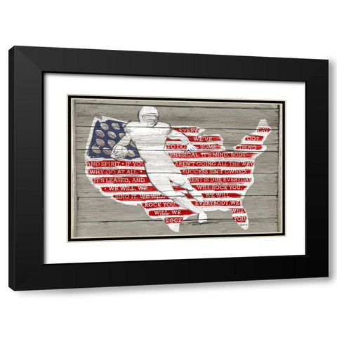 USA Flag and Runningback Black Modern Wood Framed Art Print with Double Matting by Art Licensing Studio