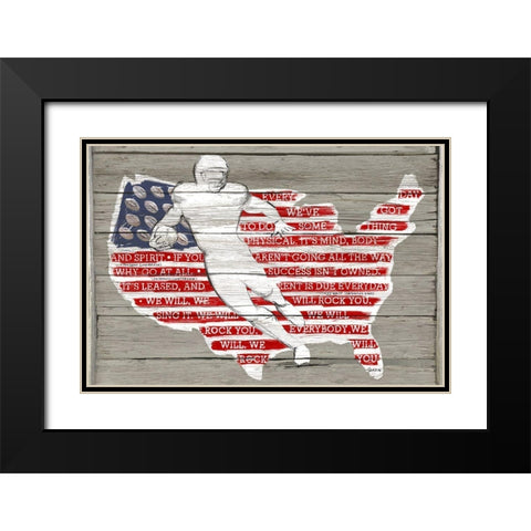 USA Flag and Runningback Black Modern Wood Framed Art Print with Double Matting by Art Licensing Studio
