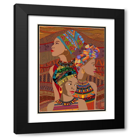 3 Women Portrait Black Modern Wood Framed Art Print with Double Matting by Art Licensing Studio