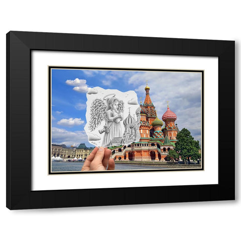 Pencil Vs Camera - Angel at St Basil Cathedral Black Modern Wood Framed Art Print with Double Matting by Heine, Ben
