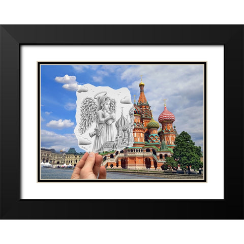 Pencil Vs Camera - Angel at St Basil Cathedral Black Modern Wood Framed Art Print with Double Matting by Heine, Ben