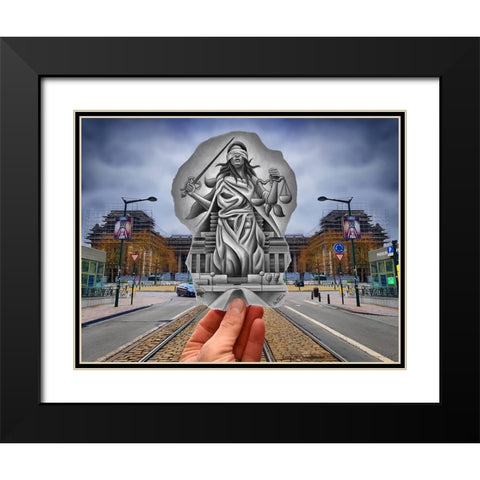 Pencil Vs Camera - Justice Black Modern Wood Framed Art Print with Double Matting by Heine, Ben