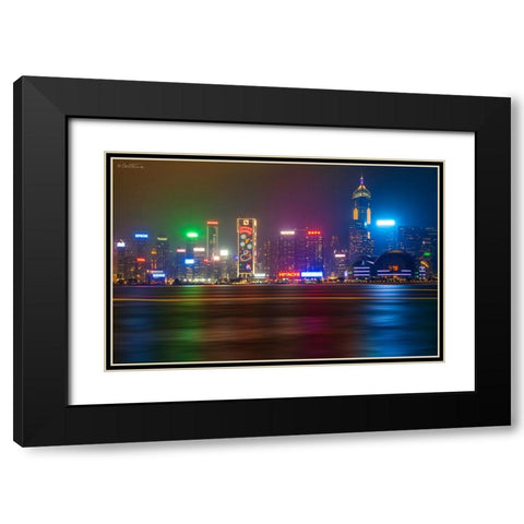Hong Kong by Night 2014 Black Modern Wood Framed Art Print with Double Matting by Heine, Ben