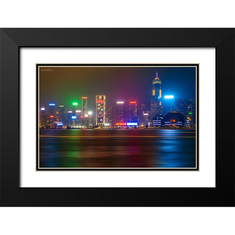 Hong Kong by Night 2014 Black Modern Wood Framed Art Print with Double Matting by Heine, Ben