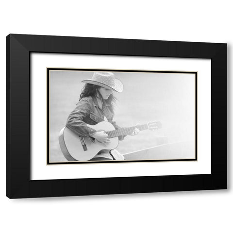 Guitar Black Modern Wood Framed Art Print with Double Matting by Heine, Ben