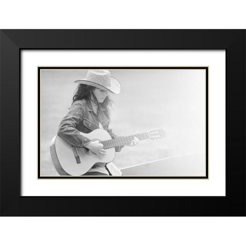 Guitar Black Modern Wood Framed Art Print with Double Matting by Heine, Ben