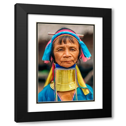 Kayan Long Neck Woman - North Thailand Ethnic Minorities Black Modern Wood Framed Art Print with Double Matting by Heine, Ben