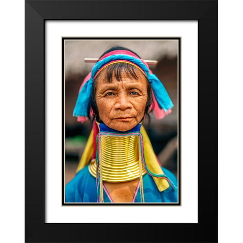 Kayan Long Neck Woman - North Thailand Ethnic Minorities Black Modern Wood Framed Art Print with Double Matting by Heine, Ben