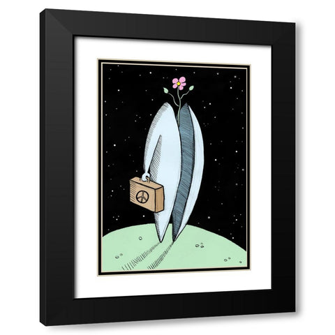 Mr Peace Black Modern Wood Framed Art Print with Double Matting by Heine, Ben