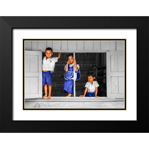 Students Trio Black Modern Wood Framed Art Print with Double Matting by Heine, Ben