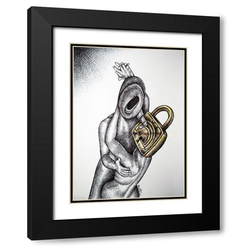 The Kiss Black Modern Wood Framed Art Print with Double Matting by Heine, Ben
