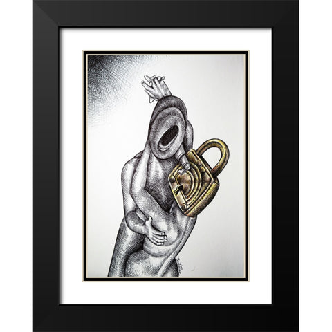 The Kiss Black Modern Wood Framed Art Print with Double Matting by Heine, Ben