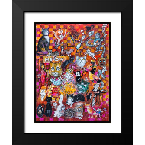 A Collection of Cats Black Modern Wood Framed Art Print with Double Matting by Bell, Bill