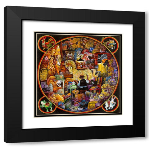 Golden Horse Black Modern Wood Framed Art Print with Double Matting by Bell, Bill