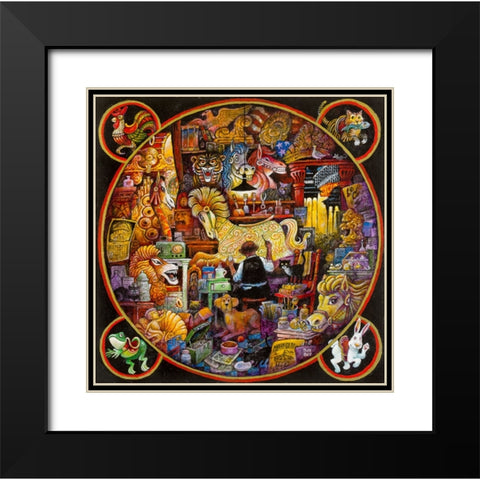 Golden Horse Black Modern Wood Framed Art Print with Double Matting by Bell, Bill