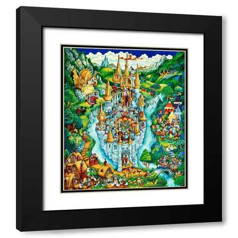 Cats Of Camelot Black Modern Wood Framed Art Print with Double Matting by Bell, Bill