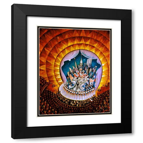 Radio City Black Modern Wood Framed Art Print with Double Matting by Bell, Bill