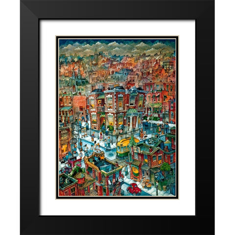 School S B Huey Black Modern Wood Framed Art Print with Double Matting by Bell, Bill