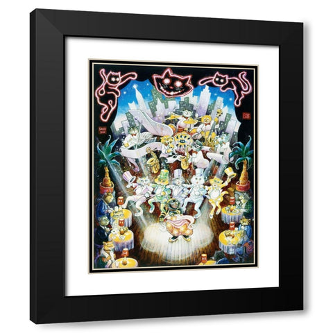 Copa Cats  Black Modern Wood Framed Art Print with Double Matting by Bell, Bill