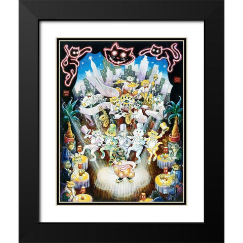 Copa Cats  Black Modern Wood Framed Art Print with Double Matting by Bell, Bill