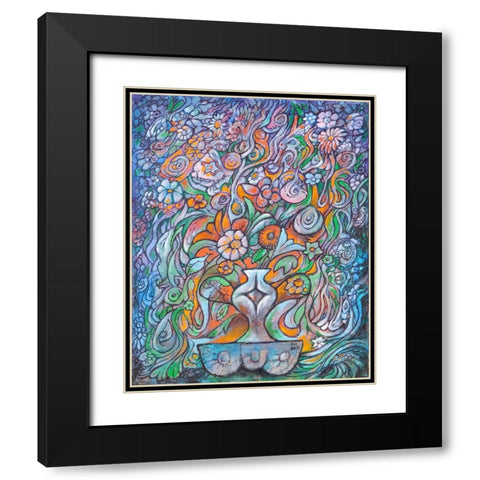 The Flower Vase Black Modern Wood Framed Art Print with Double Matting by Bell, Bill