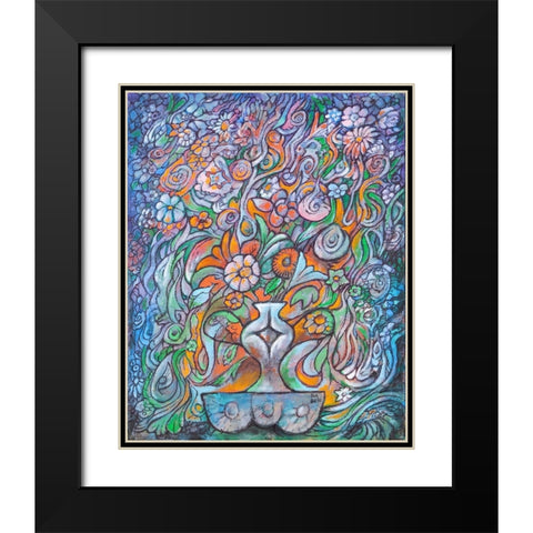 The Flower Vase Black Modern Wood Framed Art Print with Double Matting by Bell, Bill