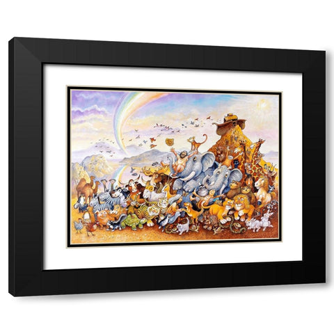Noahs Happy Ending Black Modern Wood Framed Art Print with Double Matting by Bell, Bill