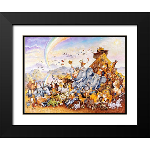 Noahs Happy Ending Black Modern Wood Framed Art Print with Double Matting by Bell, Bill