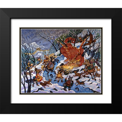 The Red Dragon Black Modern Wood Framed Art Print with Double Matting by Bell, Bill