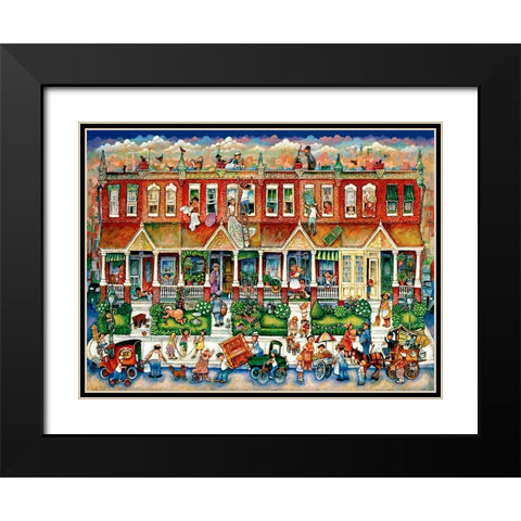 Row Houses  Black Modern Wood Framed Art Print with Double Matting by Bell, Bill