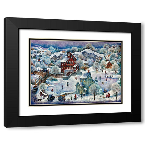 Clinton Mill Snow Black Modern Wood Framed Art Print with Double Matting by Bell, Bill