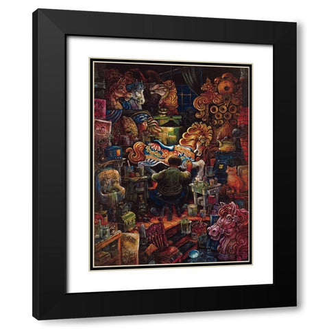 Carousel Man   Black Modern Wood Framed Art Print with Double Matting by Bell, Bill