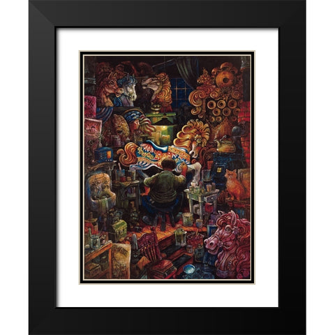 Carousel Man   Black Modern Wood Framed Art Print with Double Matting by Bell, Bill