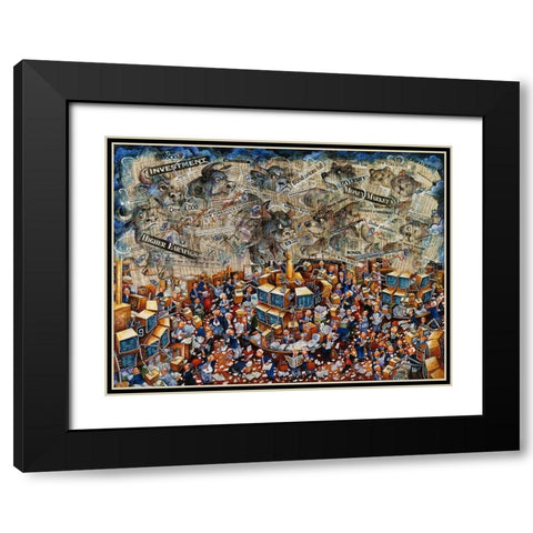 Week On Wall Street Black Modern Wood Framed Art Print with Double Matting by Bell, Bill