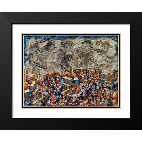 Week On Wall Street Black Modern Wood Framed Art Print with Double Matting by Bell, Bill