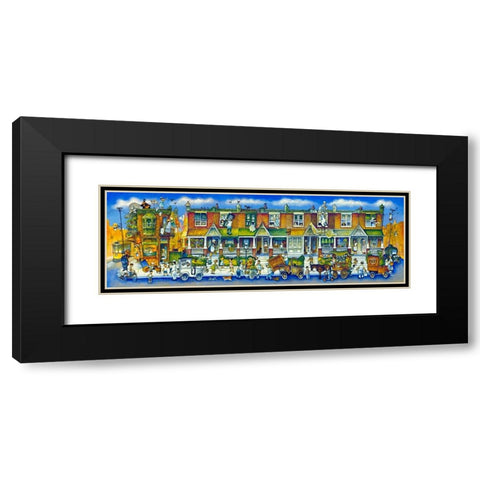 Row Of Houses Long Black Modern Wood Framed Art Print with Double Matting by Bell, Bill