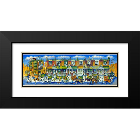 Row Of Houses Long Black Modern Wood Framed Art Print with Double Matting by Bell, Bill