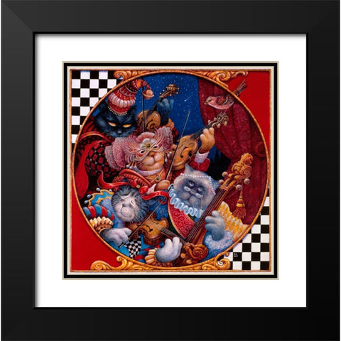 Quartet Black Modern Wood Framed Art Print with Double Matting by Bell, Bill